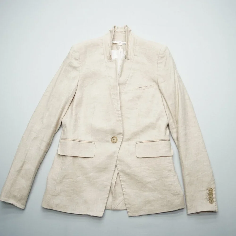 Veronica Beard Linen Upcollar Dickey Jacket Blazer Size 4 - Picture 3 of 15